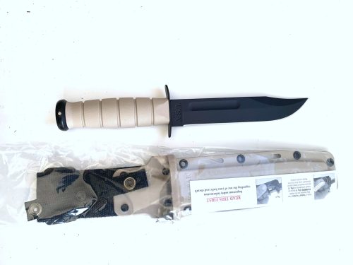 Ka-Bar Full Size Tan Fighting Knife - 1095 Cro-Van - Hard Sheath - 5013